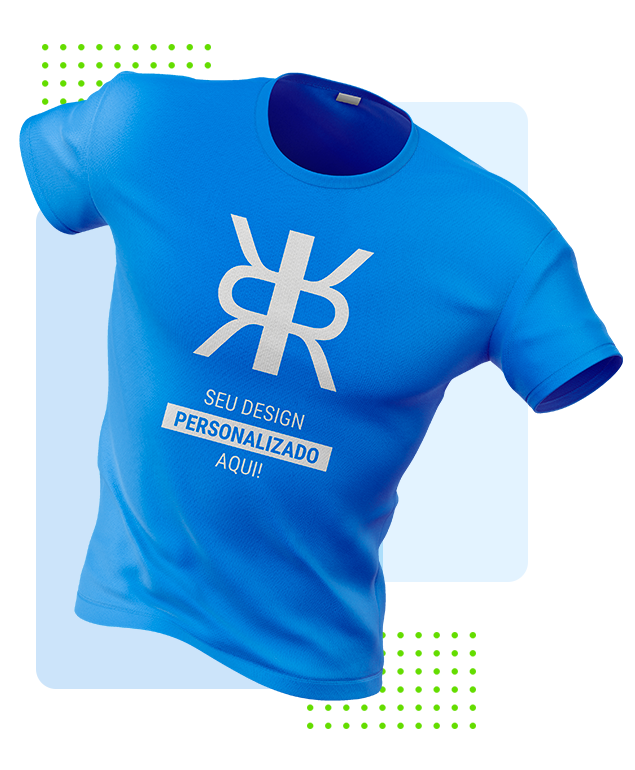 Foto de camiseta azul com logo da Rezgatte