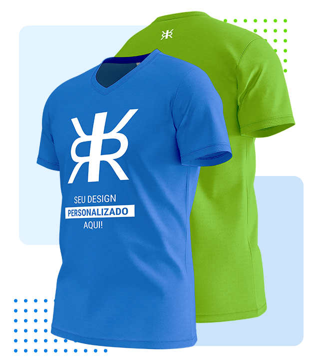 foto de duas camisetas, uma verde e uma azul